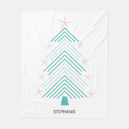 Zeesterren Folk Art Tropische Kerstboom Fleece Deken