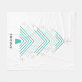 Zeesterren Folk Art Tropische Kerstboom Fleece Deken (Voorkant (Horizontaal))