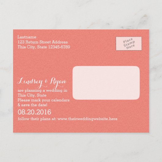 Zeesterren Foto Sla de datum Koraal Aankondigingskaart (Achterkant)