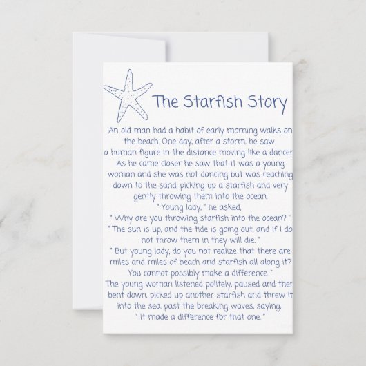 Zeesterren gedicht, het verhaal van de zeesterren, (Voorkant)