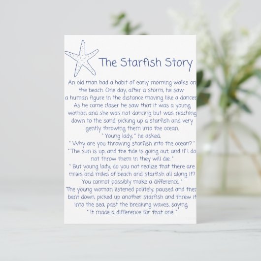 Zeesterren gedicht, het verhaal van de zeesterren, (Staand voorkant)