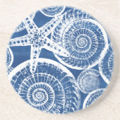 Zeesterren in blauw & wit zandsteen onderzetter (Voorkant)