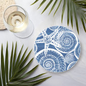 Zeesterren in blauw & wit zandsteen onderzetter