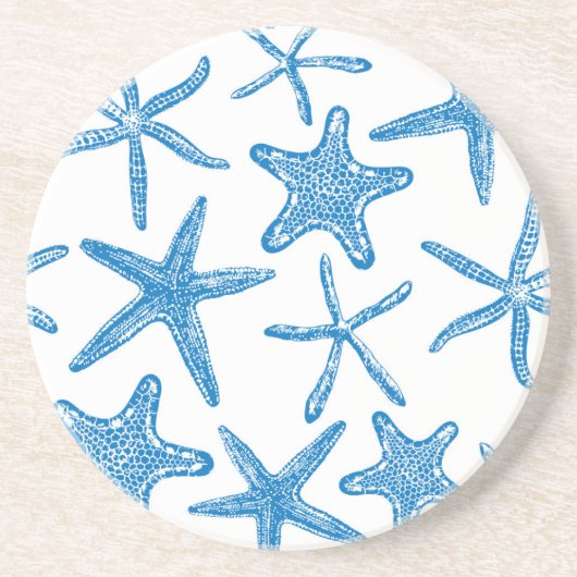 Zeesterren in het blauw zandsteen onderzetter (Voorkant)
