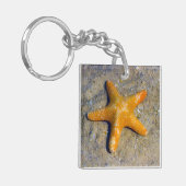 Zeesterren in het Zandstrand Thema Aangepaste teks Sleutelhanger (Voorkant Links)