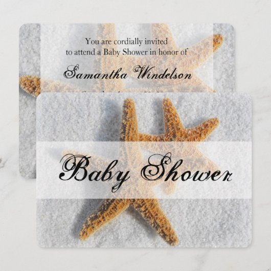 Zeesterren in Zand Beach Thema Baby shower Kaart (Voorkant / Achterkant)