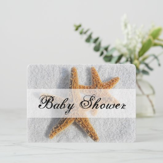 Zeesterren in Zand Beach Thema Baby shower Kaart (Staand voorkant)