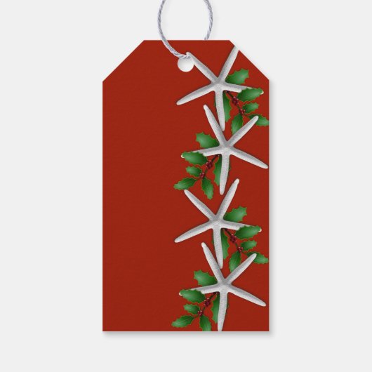 Zeesterren Kerst Rode Gift Labels Cadeaulabel (Achterkant)