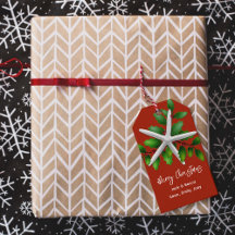 Zeesterren Kerst Rode Gift Labels