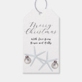 Zeesterren Kerst Wit Stropdas op Gift Labels Cadeaulabel (Voorkant)
