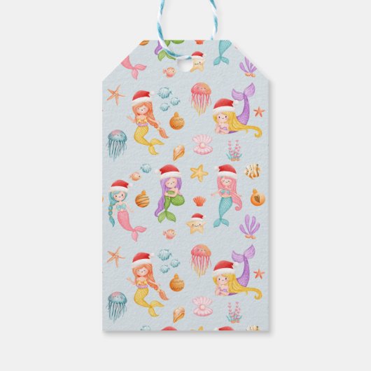 Zeesterren Kerstman Vrolijk Kerstfeest Cadeaulabel (Achterkant)
