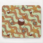 Zeesterren, kokosnoten en camera's Mousepad Muismat (Voorkant)