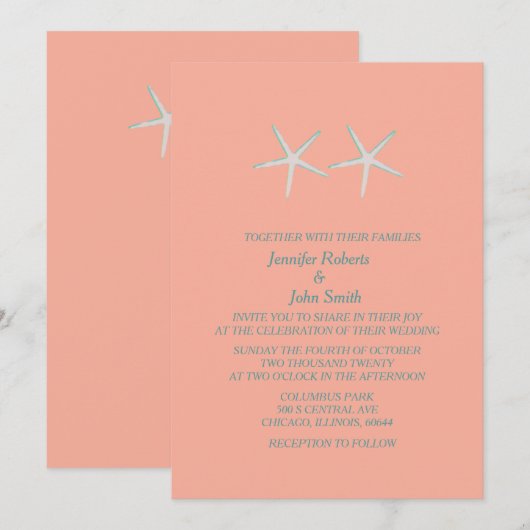 Zeesterren Koraal Sinaasappel Grijs Blauwgroen Nau Kaart (Voorkant / Achterkant)