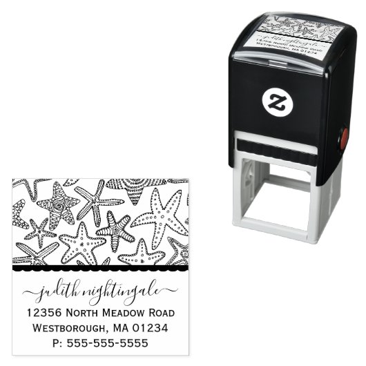 Zeesterren kust monogram retour adres zelfinktende stempel (In situ)