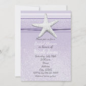 Zeesterren Lavendel Paarse Elegante Stranduitnodig Kaart (Voorkant)