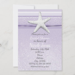 Zeesterren Lavendel Paarse Elegante Stranduitnodig Kaart