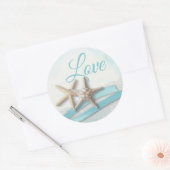 Zeesterren Liefde Ocean Blue Lint en Kant Ronde Sticker (Envelop)