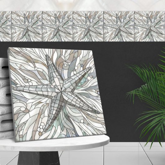 Zeesterren mozaïek kunst - Moeder van de parel Tegeltje