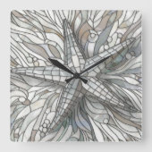 Zeesterren mozaïek kunst - Moeder van de parel Vierkante Klok (Voorkant)