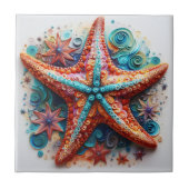 Zeesterren Nautical Coastal Beach Tegeltje (Voorkant)