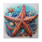 Zeesterren Nautical Coastal Beach Tegeltje (Voorkant)