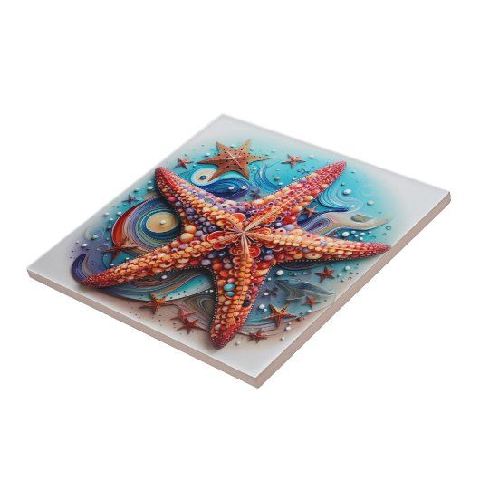 Zeesterren Nautical Coastal Beach Tegeltje (Zijkant)