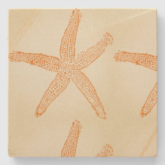 Zeesterren Nautisch Strand Koraal Sinaasappel Cade Stenen Onderzetter (Voorkant)