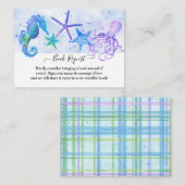 Zeesterren Octopus Seahorse Beach Blauw Baby showe Informatiekaartje (Voorkant / Achterkant)