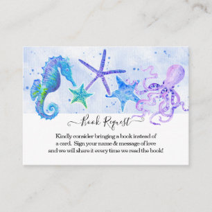 Zeesterren Octopus Seahorse Beach Blauw Baby showe Informatiekaartje