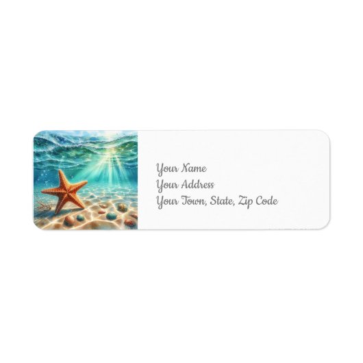 Zeesterren onder het Zee Coastal Beach Etiket (Voorkant)