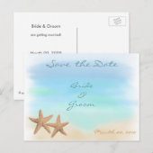 Zeesterren op het strand Save the Date Briefkaarte Aankondigingskaart (Voorkant / Achterkant)