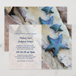 Zeesterren op Rocky Background Beach Wedding Kaart