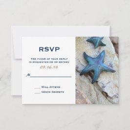 Zeesterren op Rocky Background Beach Wedding RSVP Kaartje