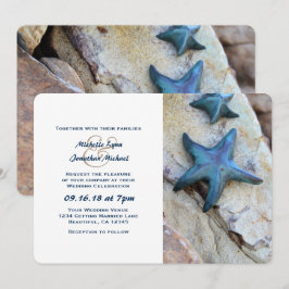 Zeesterren op rotsen Seashore Beach Wedding Kaart