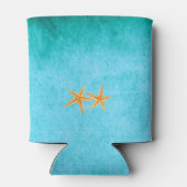 Zeesterren paar en sluier turquoise strand bruilof blikjeskoeler (Achterkant)