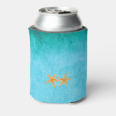 Zeesterren paar en sluier turquoise strand bruilof blikjeskoeler (Blikje Achterkant)