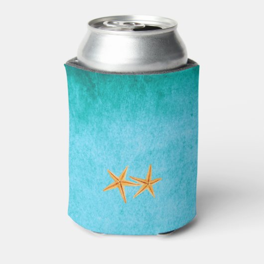 Zeesterren paar en sluier turquoise strand bruilof blikjeskoeler (Blikje Achterkant)