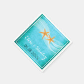 Zeesterren paar en sluier turquoise strand bruilof servetten (Hoek)