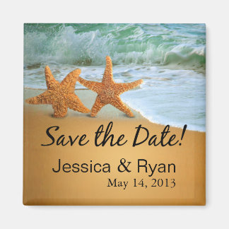Zeesterren Paar op het strand Save the Date Magneet