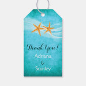 Zeesterren paar & sluier strand bruiloft Dank u Cadeaulabel (Achterkant)