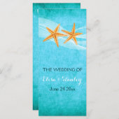 Zeesterren paar & sluier strand bruiloft programma programmakaart (Voorkant / Achterkant)