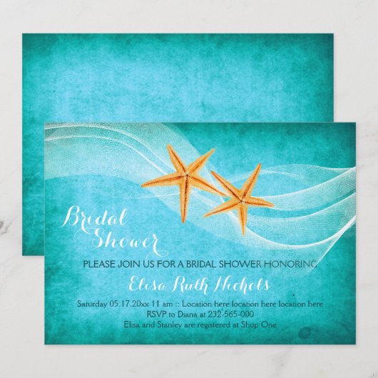 Zeesterren paar strand bruiloft vrijgezellenfeest kaart (Voorkant / Achterkant)