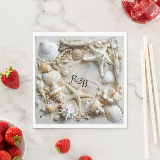 Zeesterren parels schelpen Driftwood Beach Servet (Insitu)