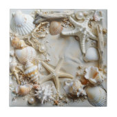 Zeesterren parels schelpen Driftwood Beach Tegeltje (Voorkant)