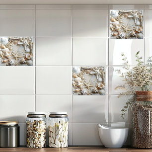 Zeesterren parels schelpen Driftwood Beach Tegeltje