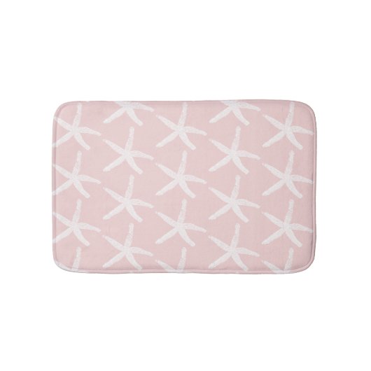 Zeesterren Patronen Nautisch Roze Perzik Wit Stran Badmat (Voorkant)