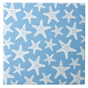 Zeesterren patroon blauw tegeltje