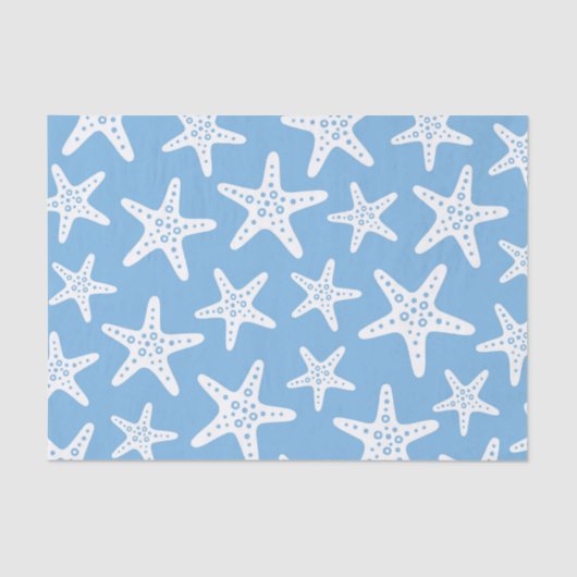 Zeesterren patroon blauw tissuepapier (Voorkant)