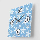 Zeesterren patroon blauw vierkante klok (Hoek)