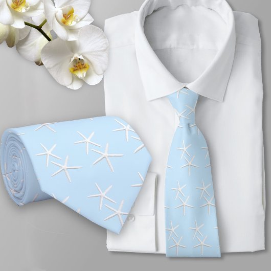 Zeesterren Patroon Bord Blauw Strand bruidegom Str Stropdas